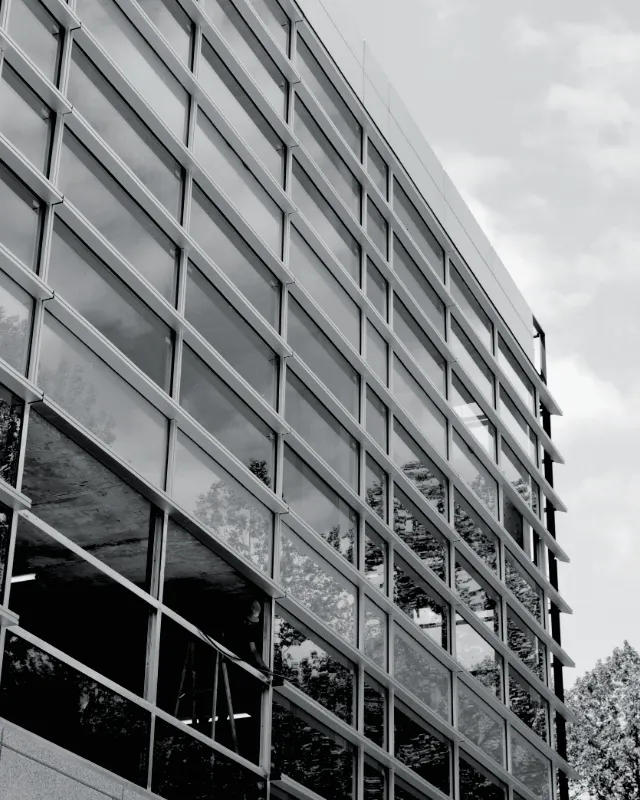Glass and aluminum curtain wall going onto a new office building.