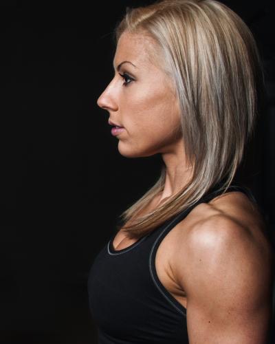 Maya Brandt in profile, in a black training top